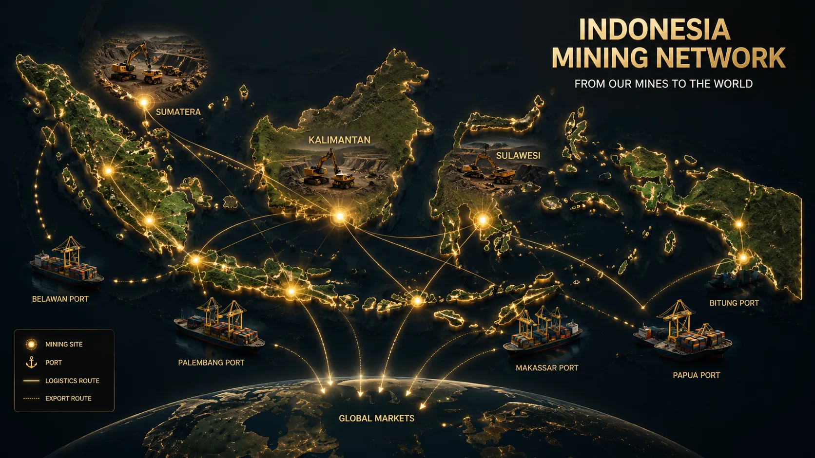 indonesia gold mining map